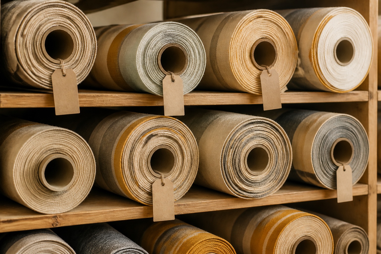 Gesammelte Rollen aus wiederverwendbarem Storenstoff